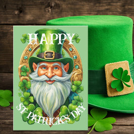 Cartão De Festividades Dia de São Patrício Lucky Leprechaun Gnome Saudaçã