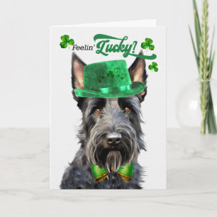 Cartão De Festividades Dia de São Patrício Sortudo do Cão Terrier Escocês