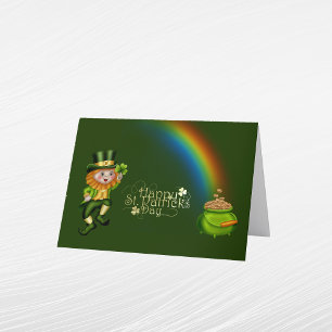 Cartão De Festividades Dia de São Patrício Verde do Leprechaun Dourado Ar