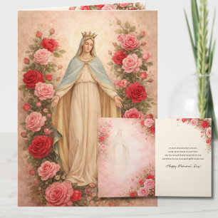 Cartão De Festividades Dia de São Valentim Floral Virgem Abençoada