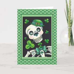 CARTÃO DE FESTIVIDADES DIA DO LEPRECHAUN MORTO, RUA. PADDY'S DAY SKULL