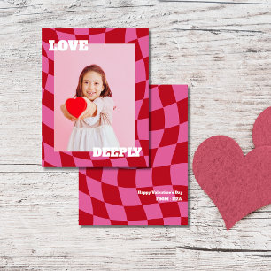 Cartão De Festividades Dia do Namorados de Fotos de Amor Rosa Retro