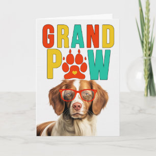 Cartão De Festividades Dia dos Avós Brittany Spaniel GrandPAW GrandCÃO