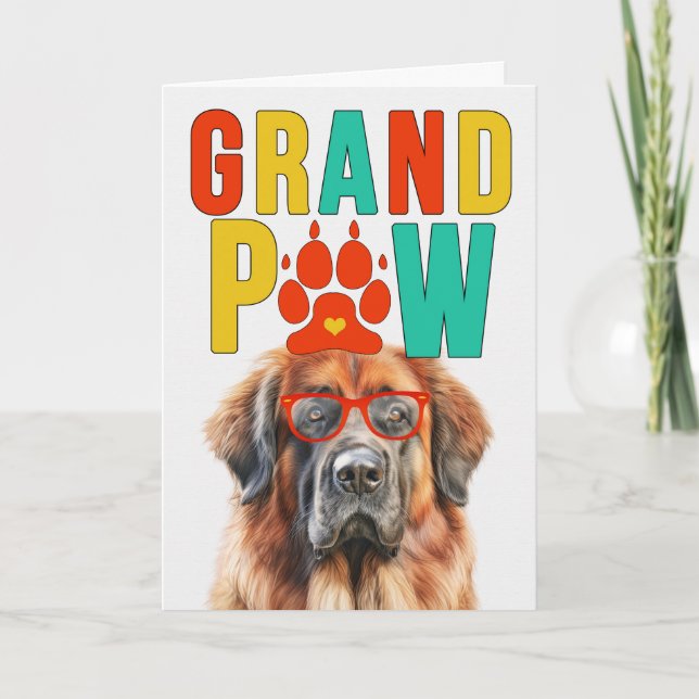 Cartão De Festividades Dia dos Avós Engraçados pelo Cachorro Leonberger (Frente)
