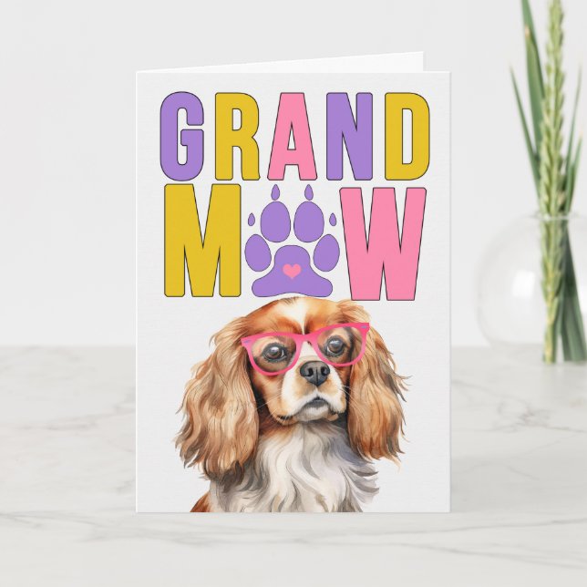 Cartão De Festividades Dia dos Avós GrandeMAW Cavalier King Grand DOG (Frente)