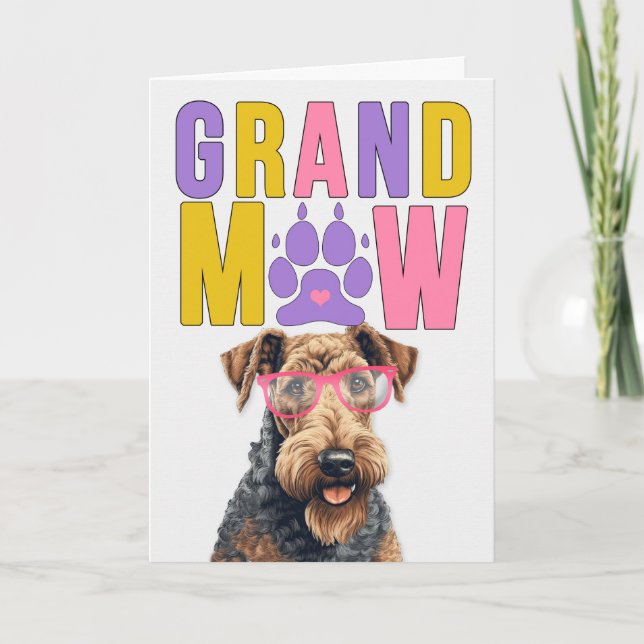 Cartão De Festividades Dia dos Avós GrandMAW Airedale GrandDOG (Frente)
