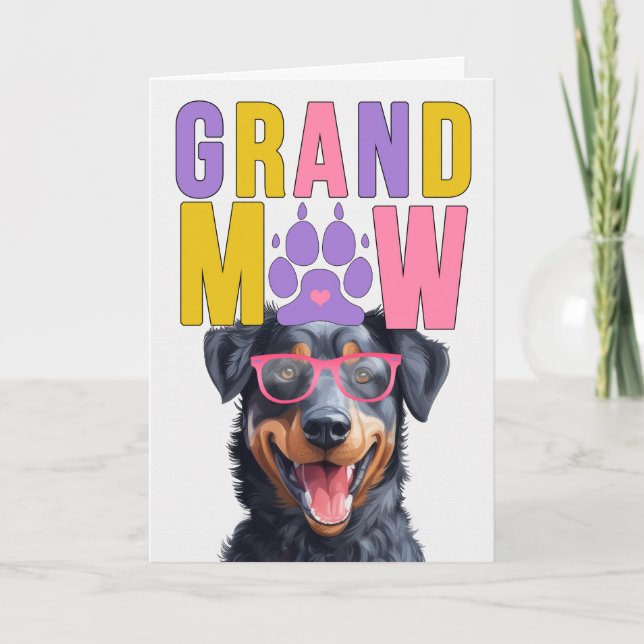 Cartão De Festividades Dia dos Avós GrandMAW Beauceron GrandDOG (Frente)