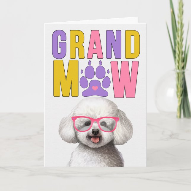 Cartão De Festividades Dia dos Avós GrandMAW Bichon Frise GrandDOG (Frente)