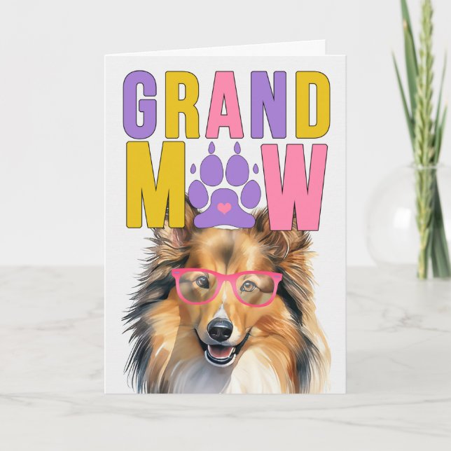 Cartão De Festividades Dia dos Avós GrandMAW Shetland GrandDOG (Frente)