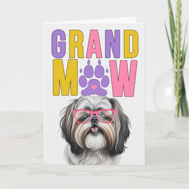 Cartão De Festividades Dia dos Avós GrandMAW Shih Tzu GrandDOG (Frente)