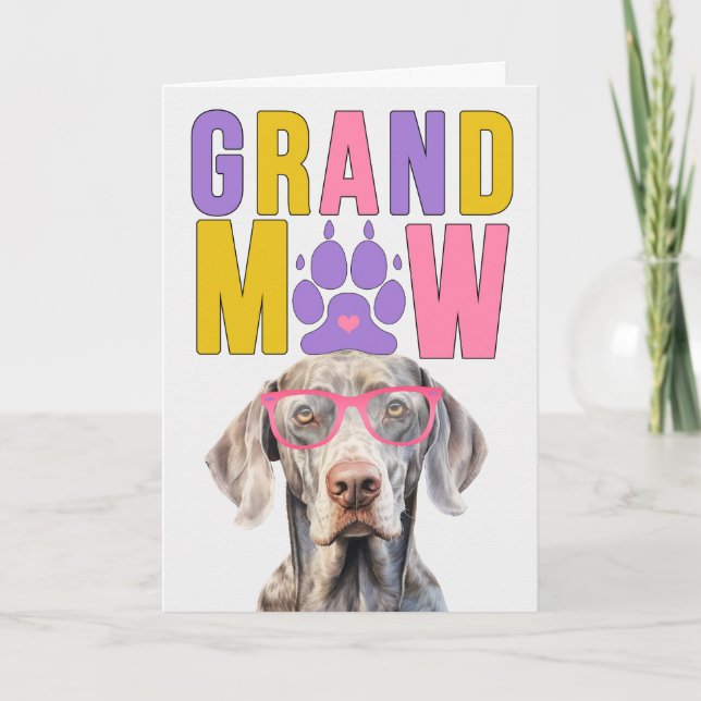 Cartão De Festividades Dia dos Avós GrandMAW Weimaraner GrandDOG (Frente)