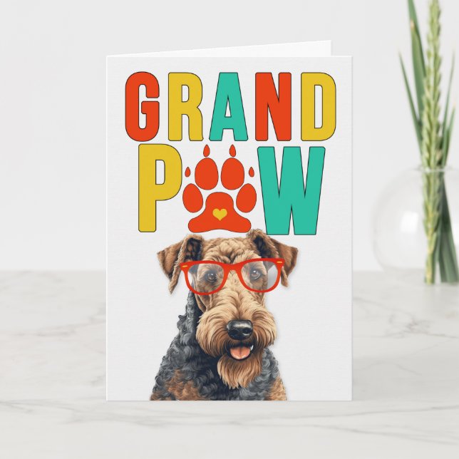 Cartão De Festividades Dia dos Avós GrandPAW Airedale GrandDOG (Frente)