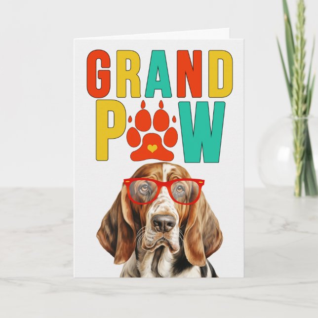 Cartão De Festividades Dia dos Avós GrandPAW Basset Hound Grand DOG (Frente)