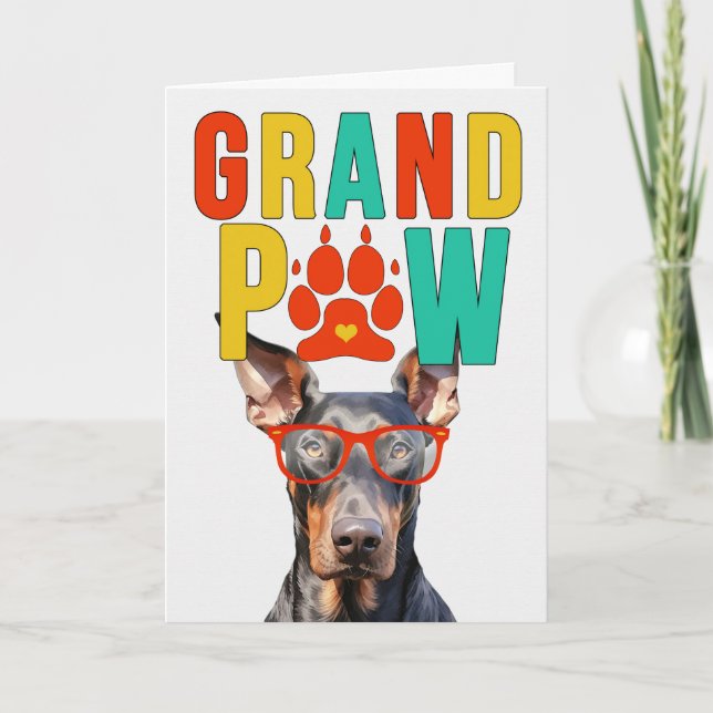 Cartão De Festividades Dia dos Avós GrandPAW Doberman GrandDOG (Frente)