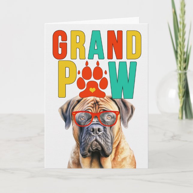 Cartão De Festividades Dia dos Avós GrandPAW Mastiff GrandDOG (Frente)