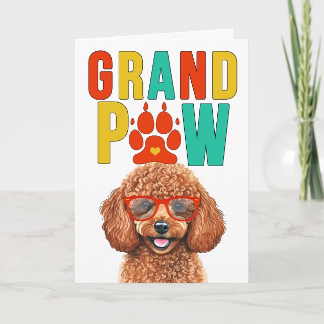 Cartão De Festividades Dia dos Avós GrandPAW Poodle GrandDOG (Frente)