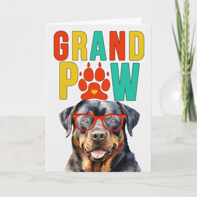 Cartão De Festividades Dia dos Avós GrandPAW Rottweiler GrandDOG (Frente)