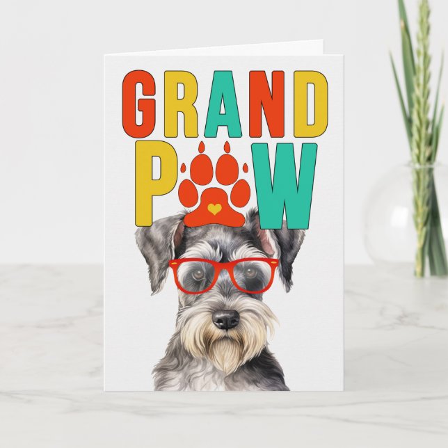 Cartão De Festividades Dia dos Avós GrandPAW Schnauzer GrandDOG (Frente)