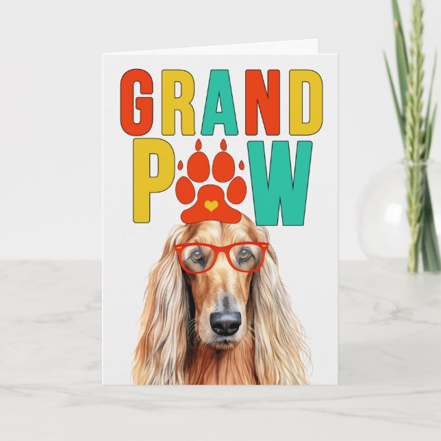 Cartão De Festividades Dia dos Avós GranPAW Afghan Hound Grand DOG (Frente)