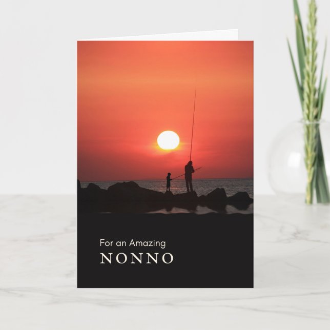 Cartão De Festividades Dia dos Avós para Não, Pescar no Sunset Holi (Frente)