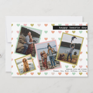 Cartão De Festividades Dia dos Corações Felizes Colagem de Fotos da Famíl