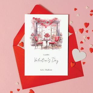Cartão De Festividades Dia dos Namorados Aquarela Elegante Personalizado