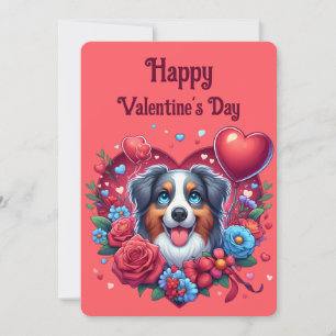 Cartão De Festividades Dia dos Namorados - Australian Shepherd 5 - 