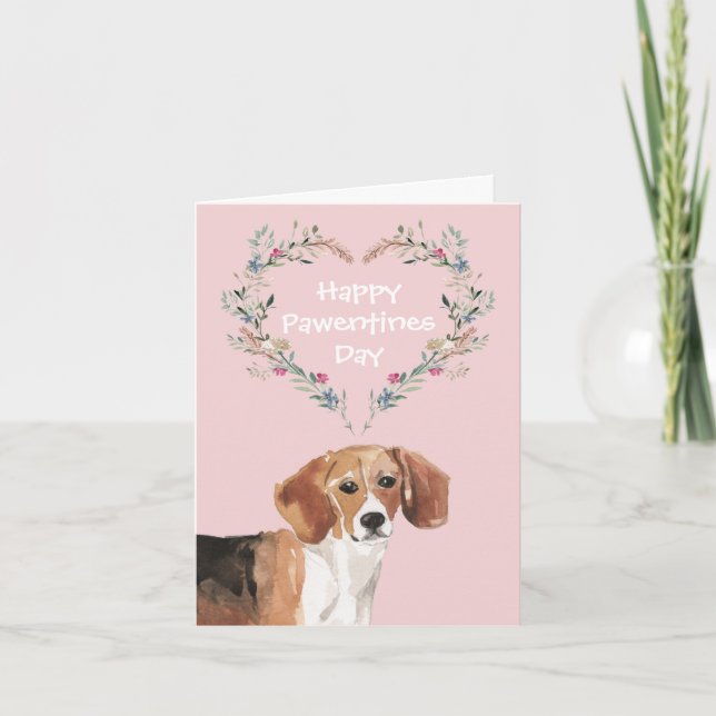 Cartão De Festividades Dia dos Namorados Beagle (Frente)