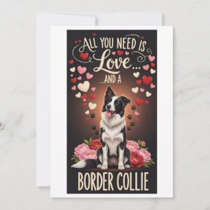 Cartão De Festividades Dia dos Namorados Border collie fofinho Foto Abra