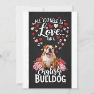 Cartão De Festividades Dia dos Namorados Bulldog inglês fofo  Foto  