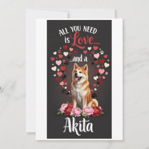 Cartão De Festividades Dia dos Namorados Cachorro akita fofo Foto abraço