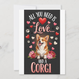 Cartão De Festividades Dia dos Namorados Cachorro corgi Fofo Foto abraço