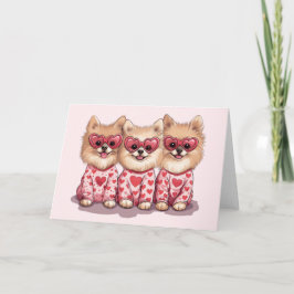 Cartão De Festividades Dia dos Namorados Cachorros Pomerânia