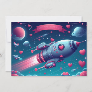 Cartão De Festividades Dia dos namorados com espaçonave futurista/daora