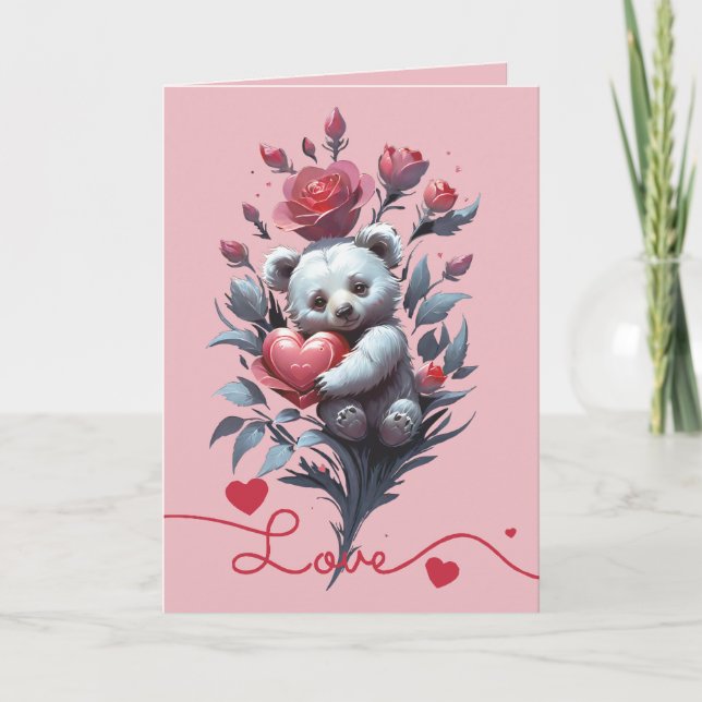 Cartão De Festividades Dia dos Namorados com Urso Teddy Rico (Frente)