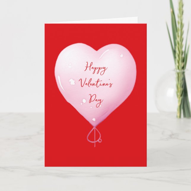 Cartão De Festividades Dia dos Namorados coração feliz personalizado verm (Frente)