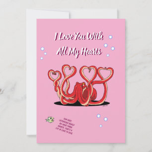 Cartão De Festividades Dia dos Namorados Corações de Polvo