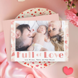 Cartão De Festividades Dia dos Namorados Corações Rosa Família Moderna Fo