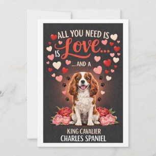 Cartão De Festividades Dia dos Namorados cute king cavalier charles spani