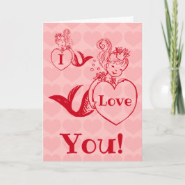 Cartão De Festividades Dia dos namorados da sereia do vintage