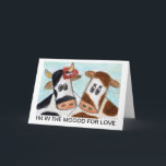 Cartão De Festividades Dia dos namorados da vaca 'eu estou no Moood para<br><div class="desc">Eu criei este grande cartão com meu design diminuto original dos trabalhos de arte do watercolour. Você pode personalizá-lo se for necessário. Você pode igualmente comprar a caneca de harmonização.</div>