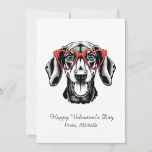 Cartão De Festividades Dia dos Namorados Dachshund Corações Vermelhos Per