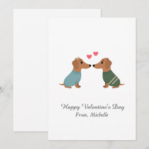 Cartão De Festividades Dia dos Namorados Dachshund Corações Vermelhos Per