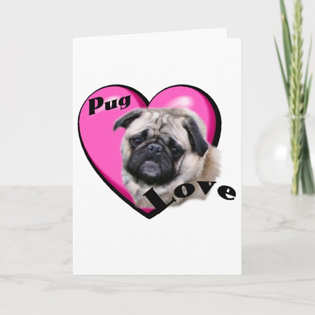 Cartão De Festividades Dia dos namorados do Pug (Frente)