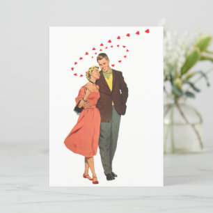 Cartão De Festividades Dia dos namorados do vintage, corações de