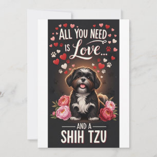Cartão De Festividades Dia dos Namorados Fofo shih tzu Foto Abraço