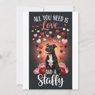 Cartão De Festividades Dia dos Namorados Foto fofa de staffy carinho
