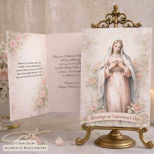 Cartão De Festividades Dia dos Namorados Mãe Católica Maria Rosas Rosa
