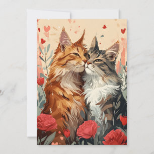 Cartão De Festividades Dia dos Namorados Maine Coon