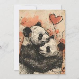 Cartão De Festividades Dia dos Namorados Panda Love